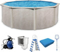 Aquarian Above Ground Pool Kit w/ Pump & Leaf Skimmer, Phoenix Steel-Frame, 15', Cognac - Large Heavy-Duty Outdoor Family Swimming Pool for Backyard, Patio, and Yard