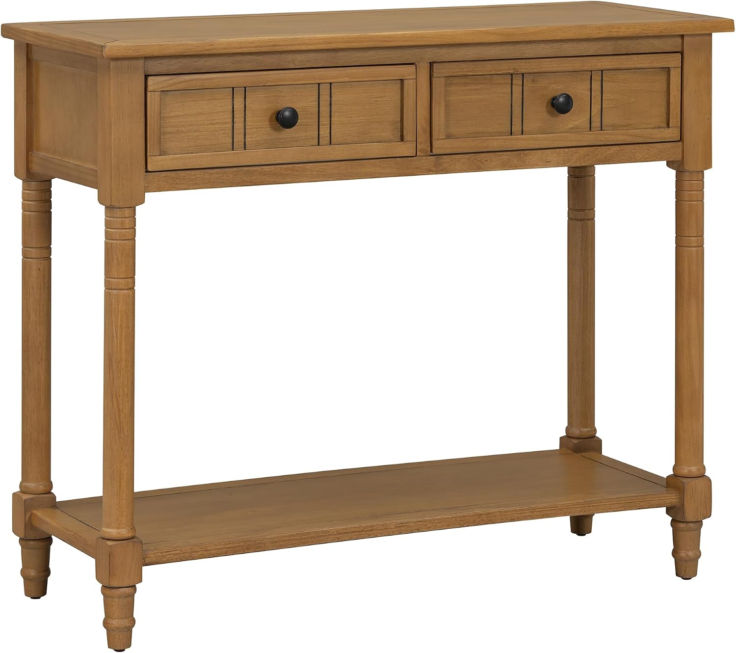 Knocbel Antique Entry Console Table with 2 Drawers & Bottom Open Shelf, Wood Sofa Tables for Entryway Hallway Living Room, 35.34' W x 13.8' D x 30.25' H, Natural
