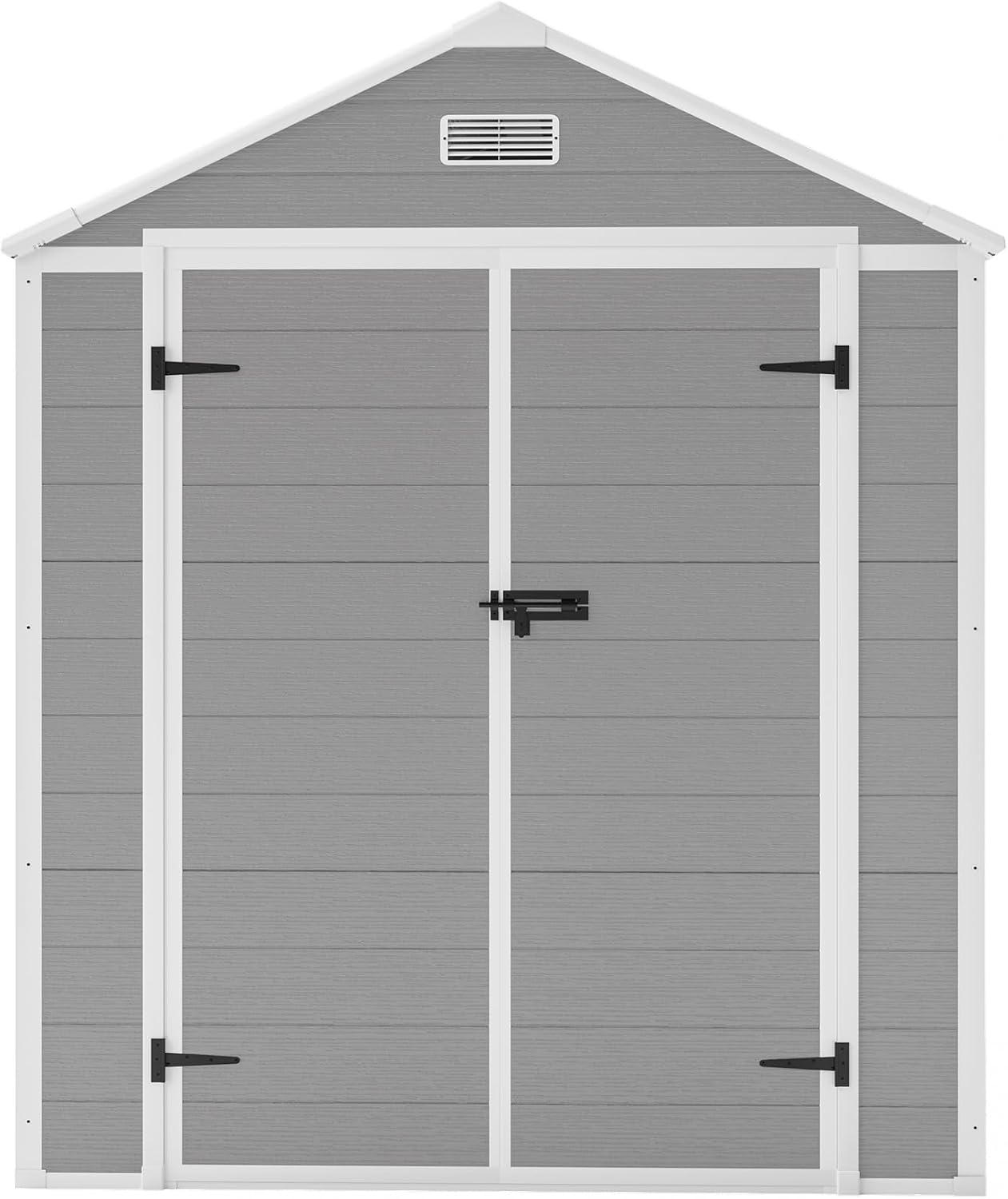 YOPTO 6x5 FT Resin Outdoor Storage Shed with Floor, All-Weather Plastic Shed with Lockable Doors, Window & Vents, Utility Plastic Tool Shed Storage House for Backyard, Patio, Light Grey