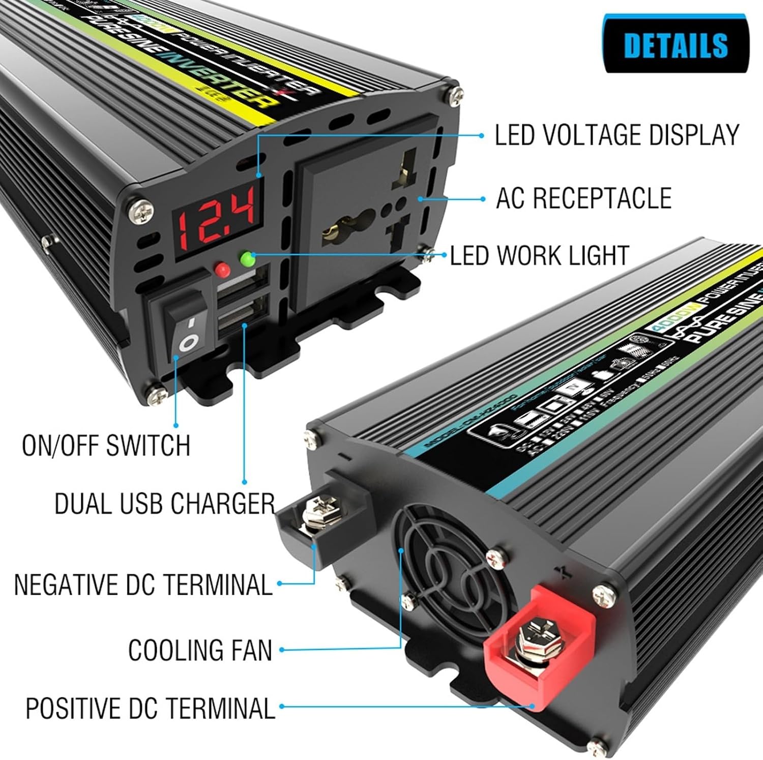 3000W/4000W 12V to 110V/220V Complete Inverter Solar Panel Kit 50A Controller + 50W12V Solar Panel Solar System Kit Home Grid System Solar Generator(800W,12V-110V)