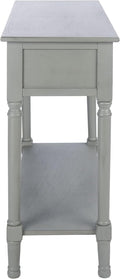 SAFAVIEH Home Collection – Tate Distressed Grey 2-Drawer Console Table with Shelf, Turned Leg Farmhouse Accent Console for Entryway or Living Room (CNS5720C)