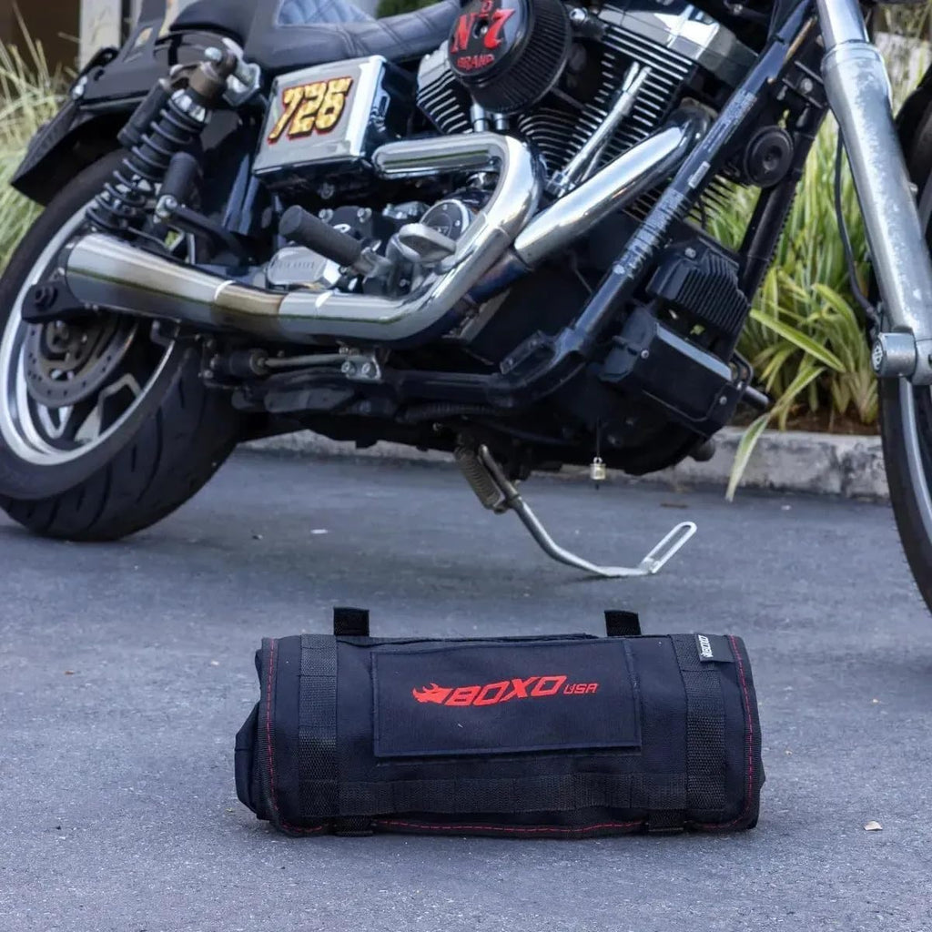 SR1 Performance Boxo USA Motorcycle Tool Kit - 48-Piece Compact Tool Roll for Harley Davidson, Indian Motorcycles, and other V-Twin Brands