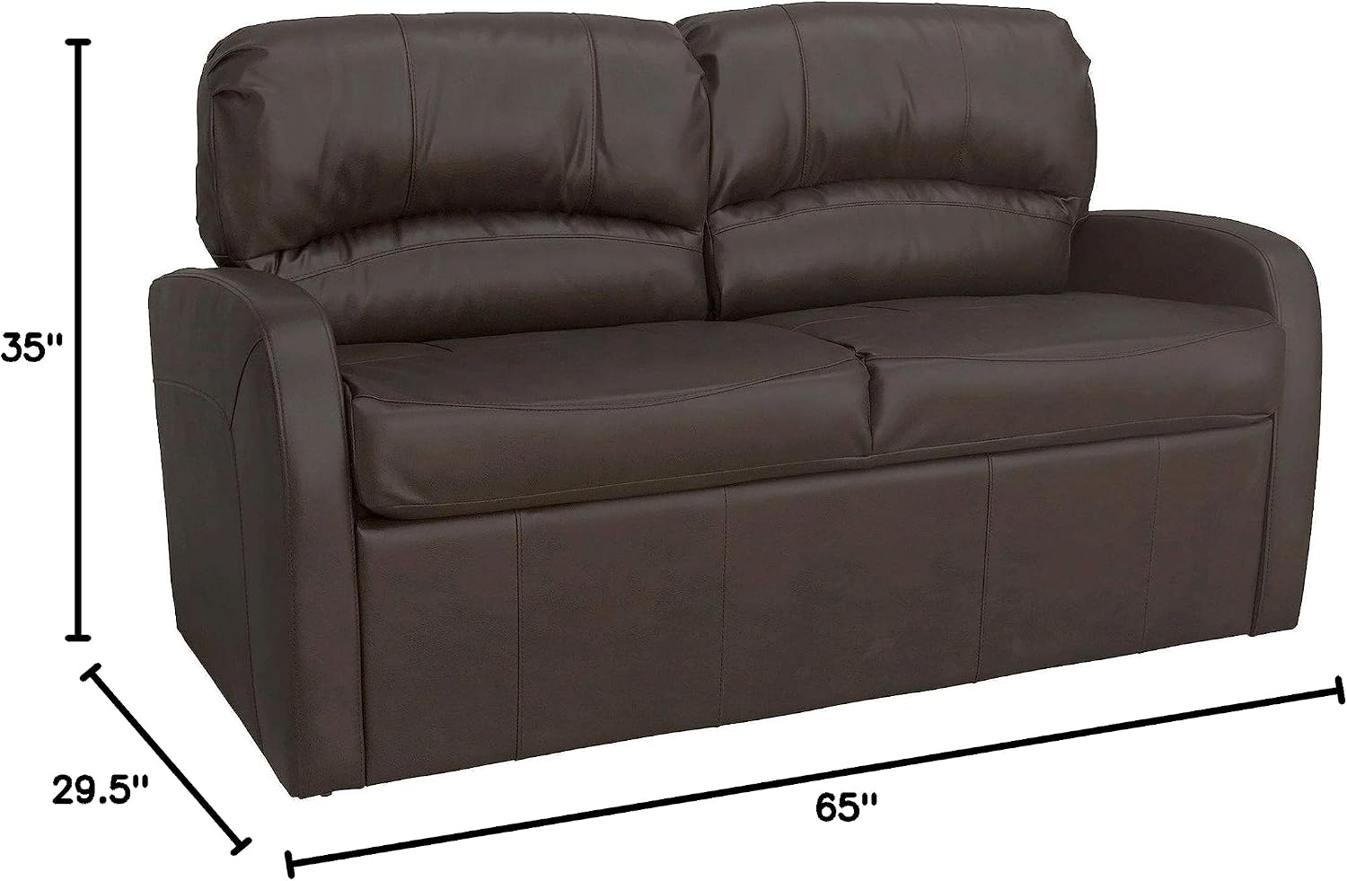 RecPro Charles 65' Jack Knife RV Sleeper Sofa with Arms | RV Furniture | Zero Wall Hugger (Chestnut)