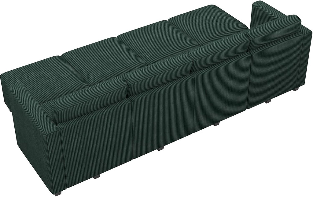 Belffin Oversized Modular Sectional Sleeper Couch, Corduroy Luxury Sectional Sofa with Storage Ottoman, Convertible Modern Sectional for Living Room, Green