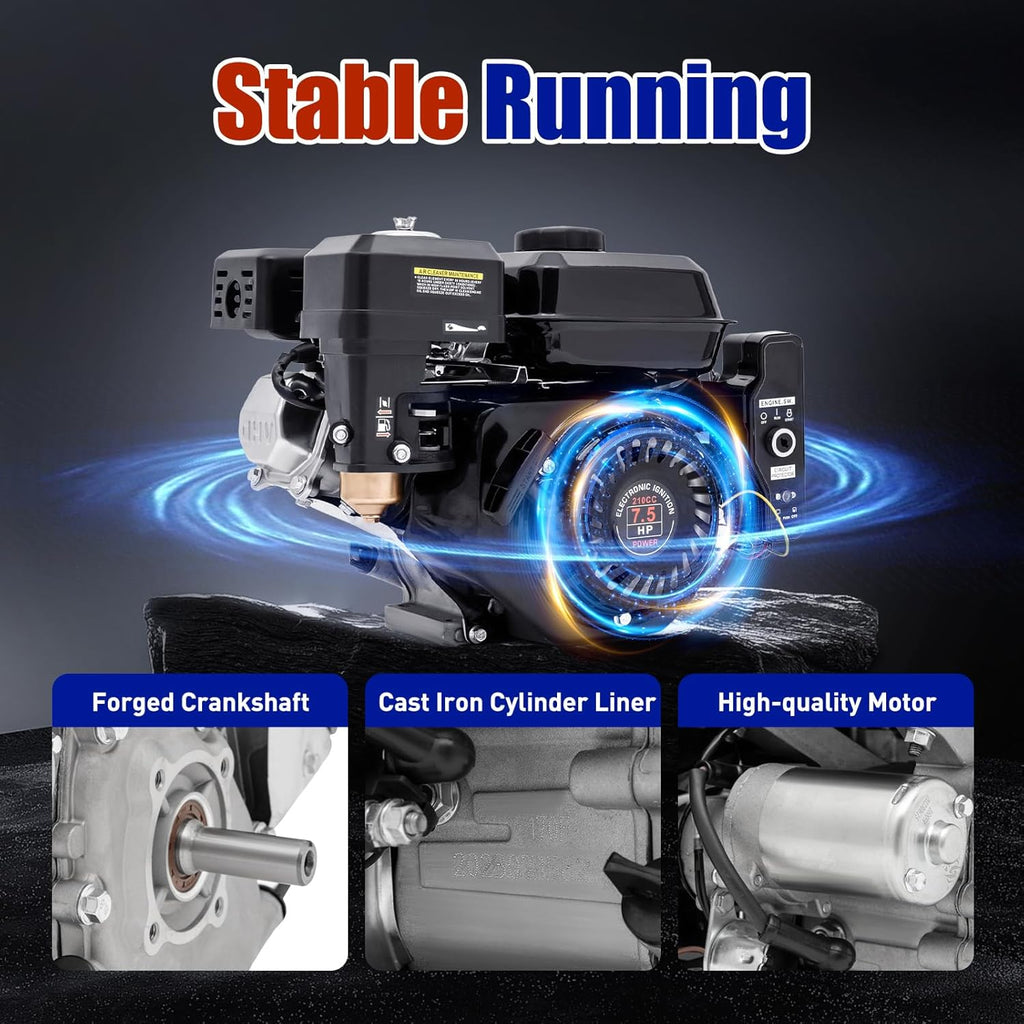 7.5HP 210cc 4-Stroke Gas Engine Electric Start Go Kart Log Splitter Gas Engine Power Motor