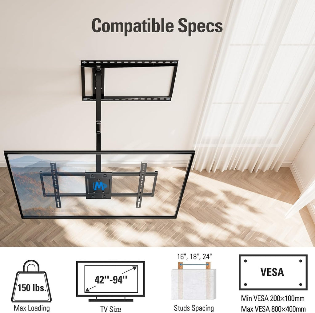Mounting Dream Long Arm TV Wall Mount for 42-94 Inch TVs, 40'' Long Extension TV Mount Bracket with Swivel & Tilt, Full Motion Wall Mount Fits 16',18', 24' Studs, Max VESA 800x400mm, Up to 150lbs