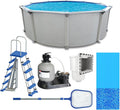 Aquarian Steel-Frame Above-Ground Pool Kit w/Pump & Leaf Skimmer, Fuzion, 24'