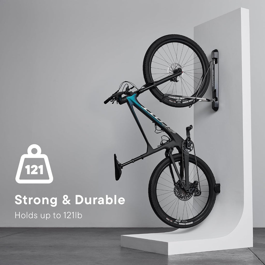 Steadyrack Proflex Wide Bike Rack - Vertical Wall Mount Bike Storage for Home - Roll-in Roll-Out System - Space-Saving Pivot - Fits MTB, eMTB, Gravel, Fender and More - Includes GearMate SteadySpine