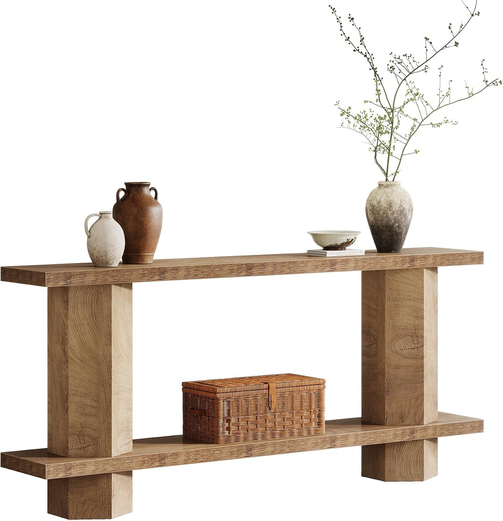 Tribesigns 71-Inch Long Console Table for Entryway, Wooden Sofa Table Behind Couch, for Living Room, Hallway, Foyer, Burlywood