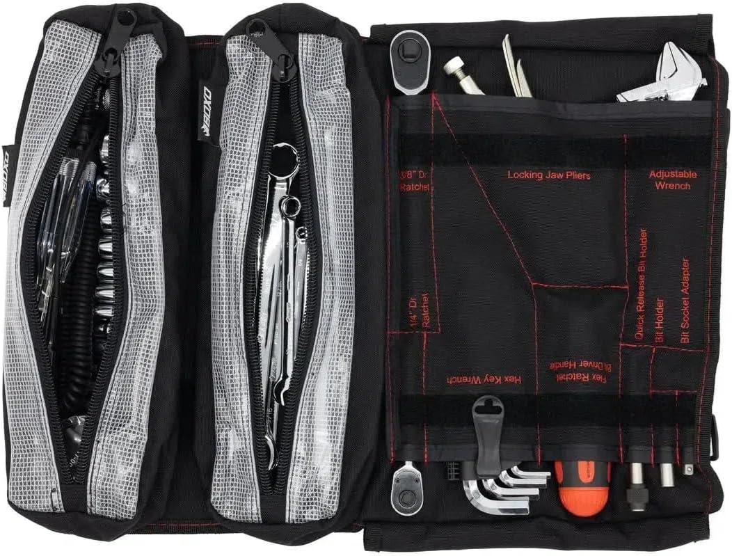 SR1 Performance Boxo USA Motorcycle Tool Kit - 48-Piece Compact Tool Roll for Harley Davidson, Indian Motorcycles, and other V-Twin Brands