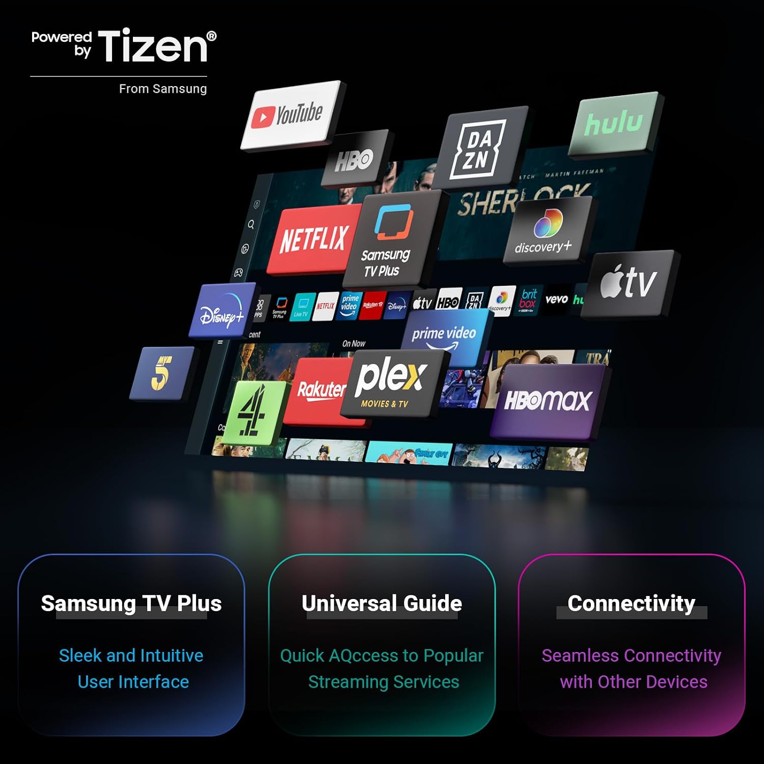 TuTu 43 Inch 4K UHD LED Smart TV with Tizen OS TV Compatible HDR 10, MEMC, Dolby Audio, Voice Remote, WiFi, Bluetooth, Streaming Television(2025 Model)