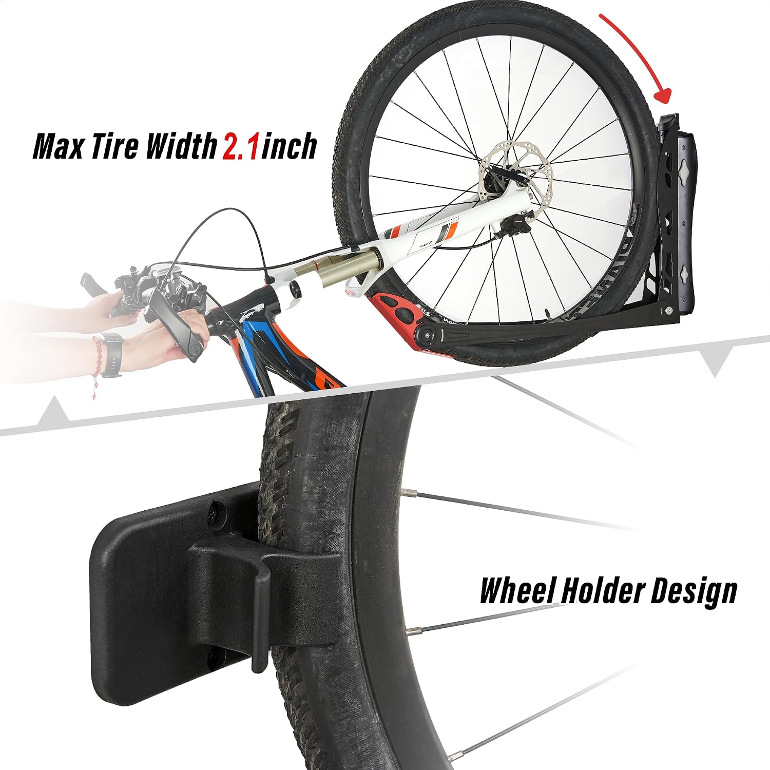 Wallmaster BIKEPAL Swivel Bike Rack, Wall Mounted Vertical Bike Storage Hanger, Space Saving for Home and Garage, 4 Pack