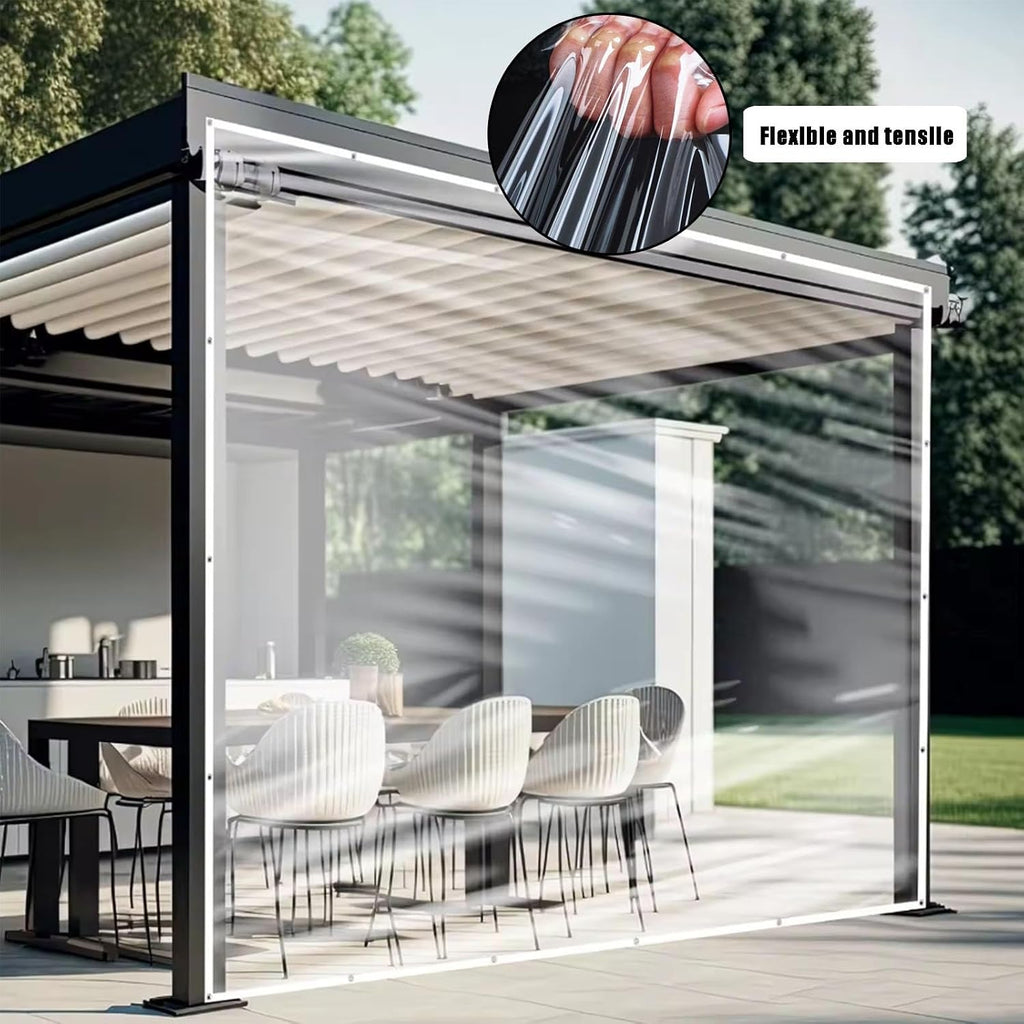 Greenhouse Plastic Sheeting 16 Mil Clear Tarps Heavy Duty Waterproof PVC Enclosure Tarpaulin with Grommets for Outdoor Porch Patio Furniture Window Cover 3x6 8x10 10x12 20x30 30x60ft(12x20FT)