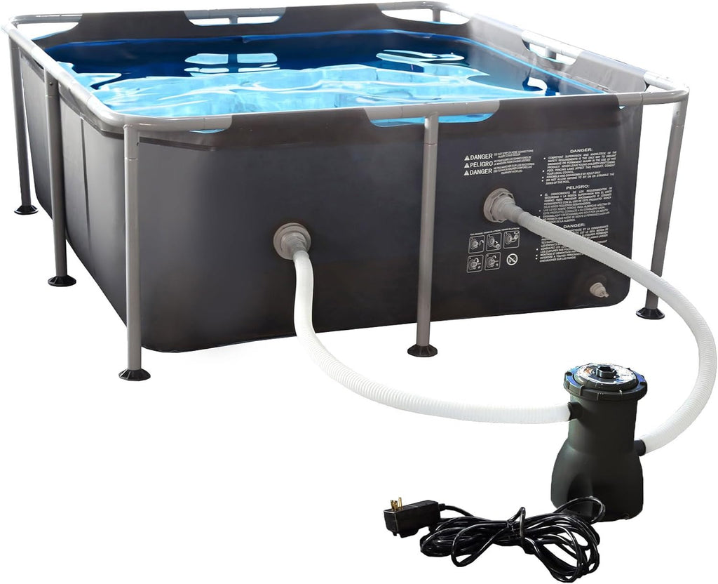 Lark 5' x 24' Square Metal Frame Above Ground Pool with 530 Gallon Filtration Pump