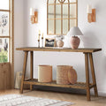 HOKYHOKY Reclaimed Solid Wood Console Table, 59' Long Farmhouse Entryway Tables, Rectangular Couch Table Behind Sofa, 2 Tiers Accent Tables for Hallway, Entrance, Foyer, Living Room