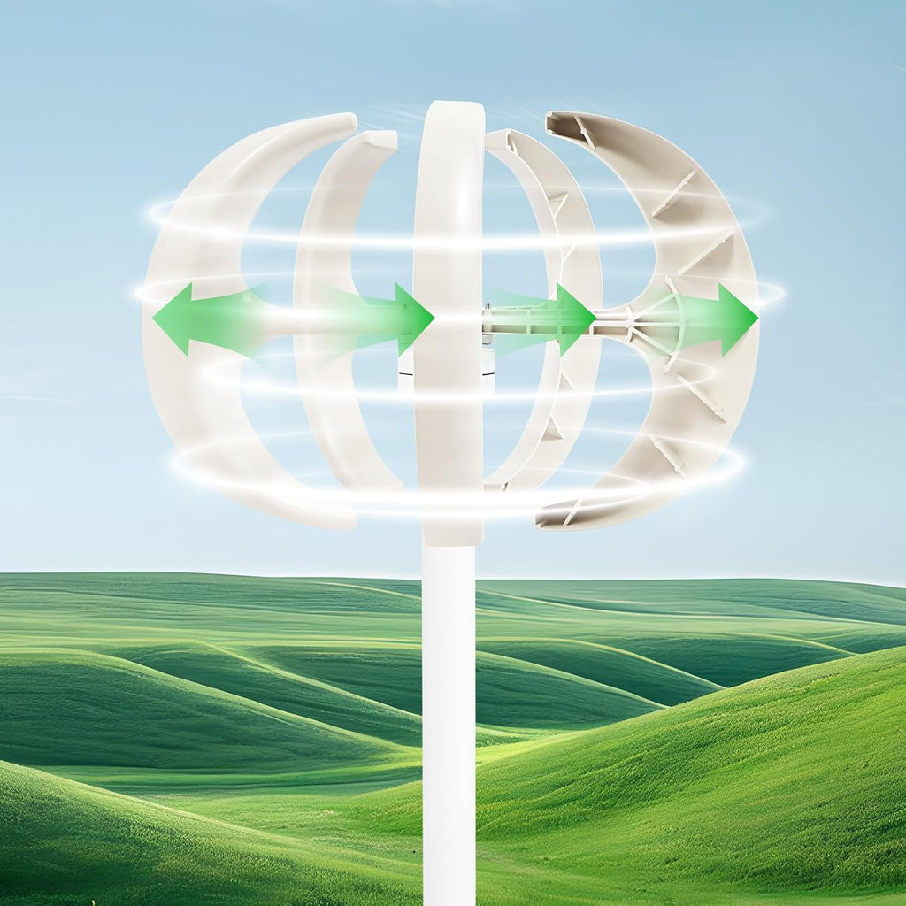 600W Wind Turbine Generator, DC 12V 5-Blade Lantern Wind Turbine Generator, Vertical Axis Wind Power, Lantern Shape, Wind Turbine Kit for Home, Business, Industrial Energy Supply (White)
