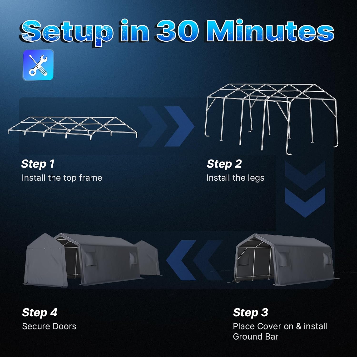 ADVANCE OUTDOOR 10X20 ft Carport Heavy Duty Outdoor Patio Portable Canopy Storage Shelter Shed with 2 Rolled up Zipper Doors & Vents for Snowmobile Garden Tools, Gray