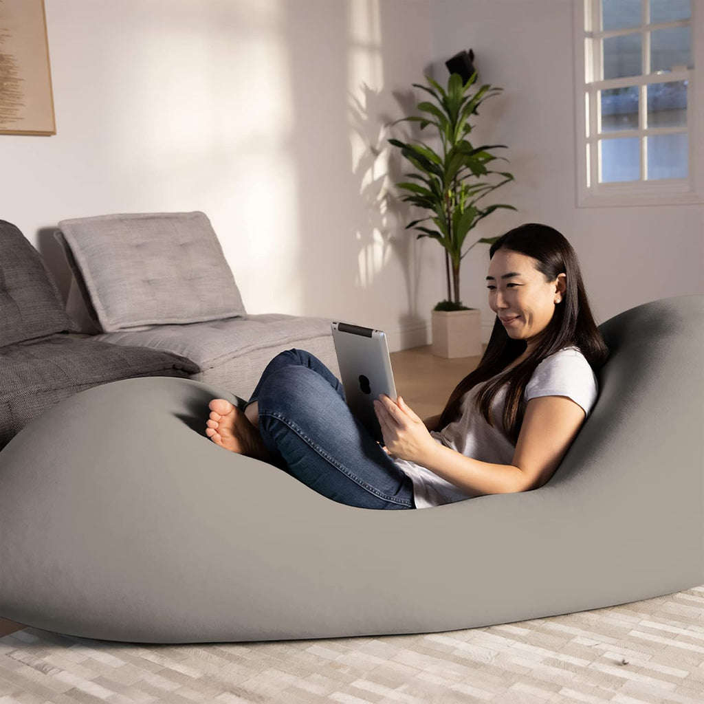 Yogibo Max 6-Foot Beanbag Chair, Bean Bag Couch with a Washable Outer Cover, Customer Favorite Cozy Sofa for Gaming, Reading, and Relaxing, Filled with Soft Micro-Beads, Light Grey