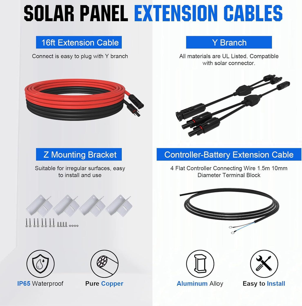 ECO-WORTHY 400 Watt 12 Volt Premium Solar Panel Kit :4pcs 100W Solar Panel+ 40A MPPT Charge Controller+ Bluetooth Module+ Mounting Z Brackets, 400W 12V Solar Power Off Grid System for Home, RV, Boat.