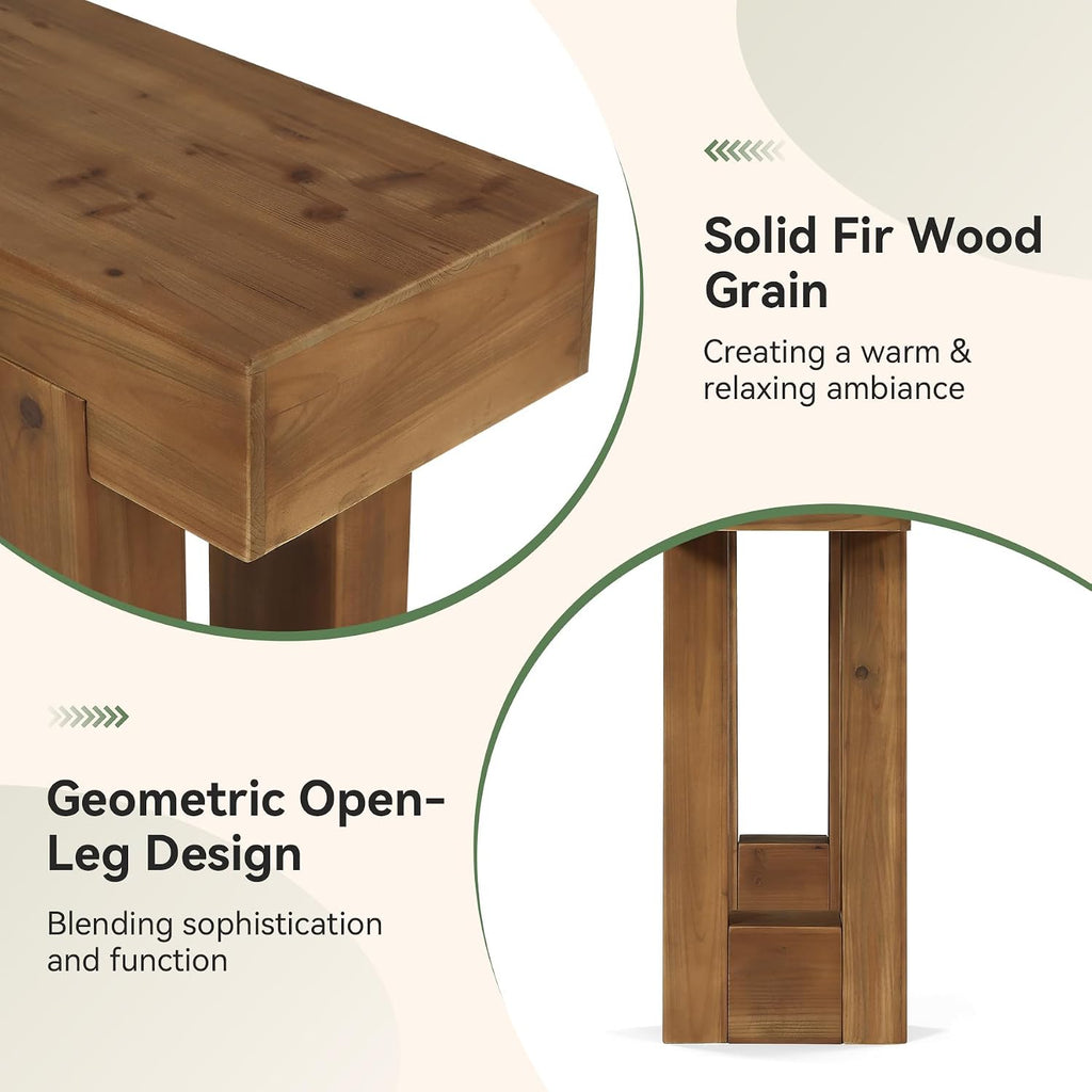 Tribesigns 55-Inch Long Console Table, Solid Wood Rectangular Sofa Table Behind The Couch, Farmhouse Entryway Table for Entrance, Hallway, Living Room (Solid Wood, Warm Brown)