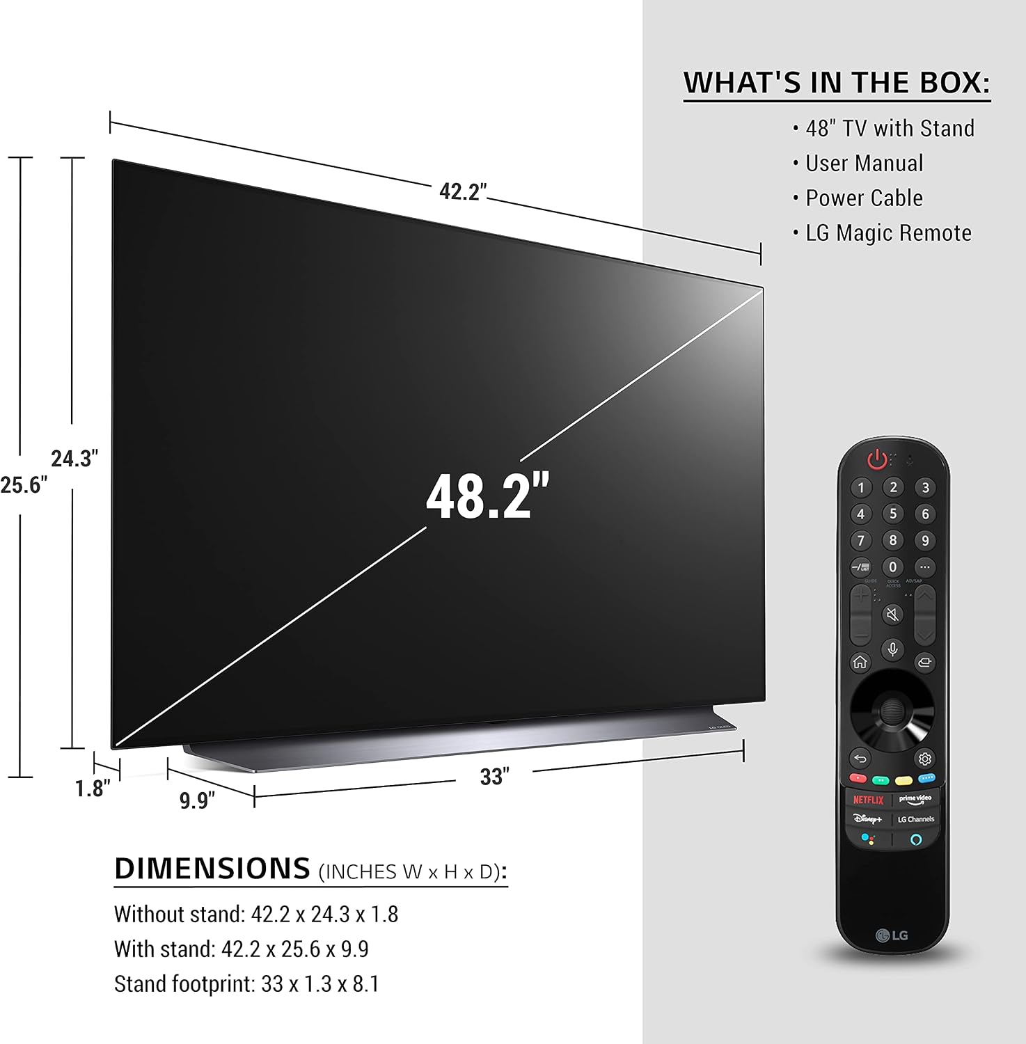 LG OLED C1 Series 48' Alexa Built-in 4k Smart TV (3840 x 2160), 120Hz Refresh Rate, AI-Powered 4K, Dolby Cinema, WiSA Ready, Gaming Mode (OLED48C1PUB, 2021)