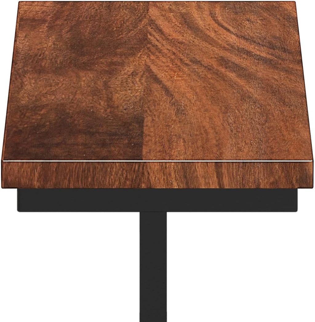 SIMPLIHOME Gowen SOLID MANGO WOOD and Metal 18 inch Wide Rectangle Industrial C Side Table in Dark Cognac Brown, Fully Assembled for the Living Room and Bedroom