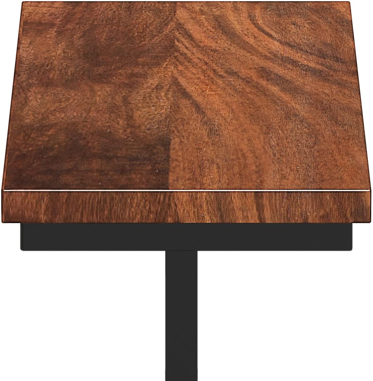 SIMPLIHOME Gowen SOLID MANGO WOOD and Metal 18 inch Wide Rectangle Industrial C Side Table in Dark Cognac Brown, Fully Assembled for the Living Room and Bedroom