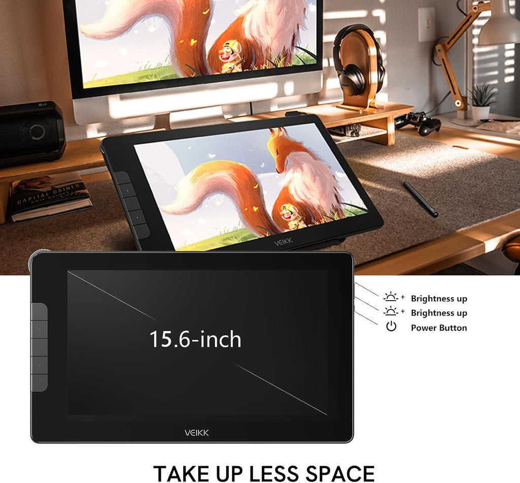 VEIKK Drawing Tablet with Screen 15.6 inch Studio 16 Graphics Tablet with Full-Laminated AG Glass Screen,16K Levels Battery-Free Pen,Digital Drawing Pad for Computer (125% sRGB)