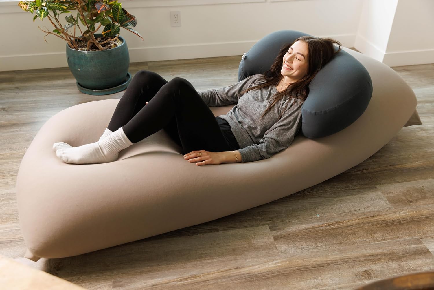Yogibo Max 6-Foot Beanbag Chair, Bean Bag Couch with a Washable Outer Cover, Customer Favorite Cozy Sofa for Gaming, Reading, and Relaxing, Filled with Soft Micro-Beads, Light Grey
