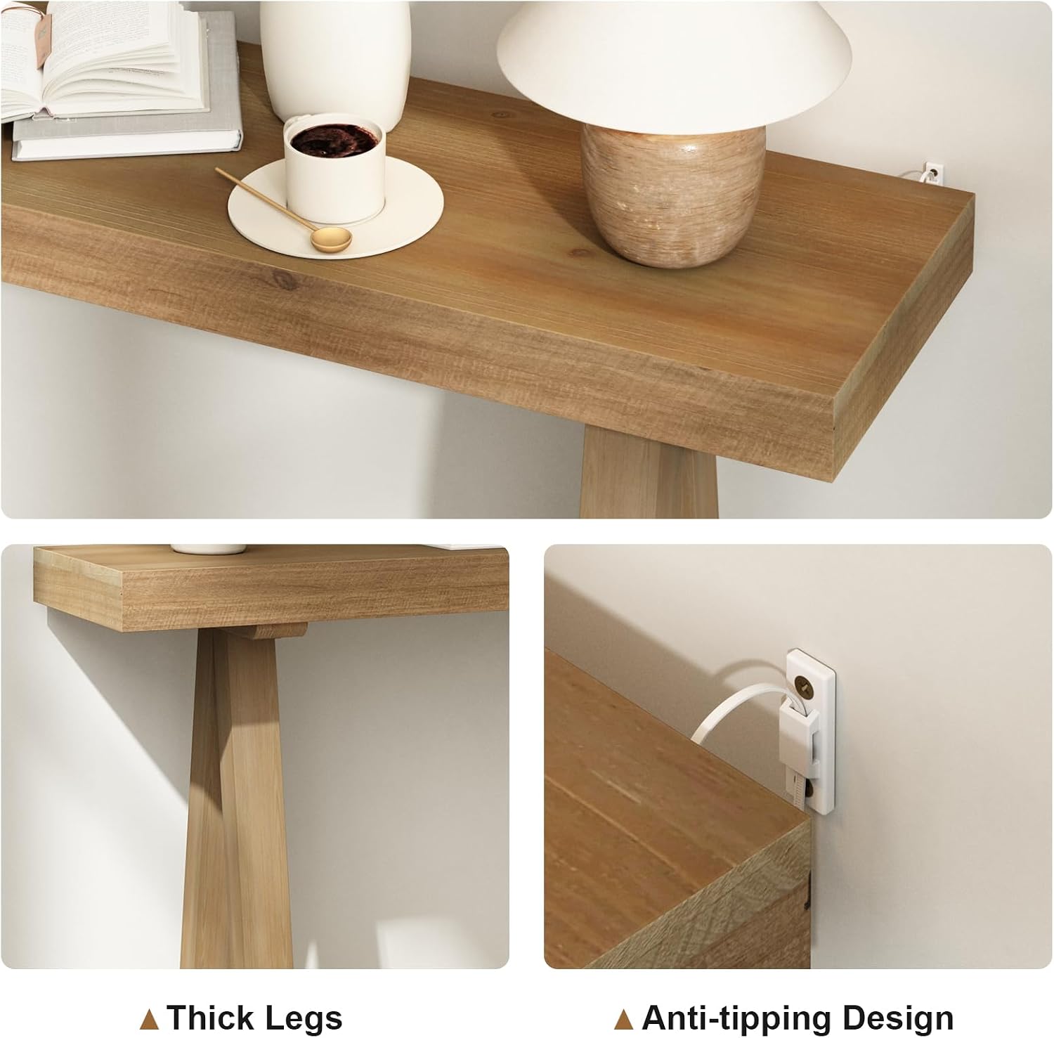 HOKYHOKY Solid Wood Console Tables - 63' Pinewood Farmhouse Rustic Hallway Table, Foyer Tables Living Room, Solid Firwood Sofa Table for Entryway, Brown