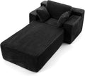 67' Oversized Chaise Lounge Chair Indoor with Ottoman and Double Side Pockets, Corduroy Deep Seat Couch, Boneless Couches for Living Room, No Assembly, Black