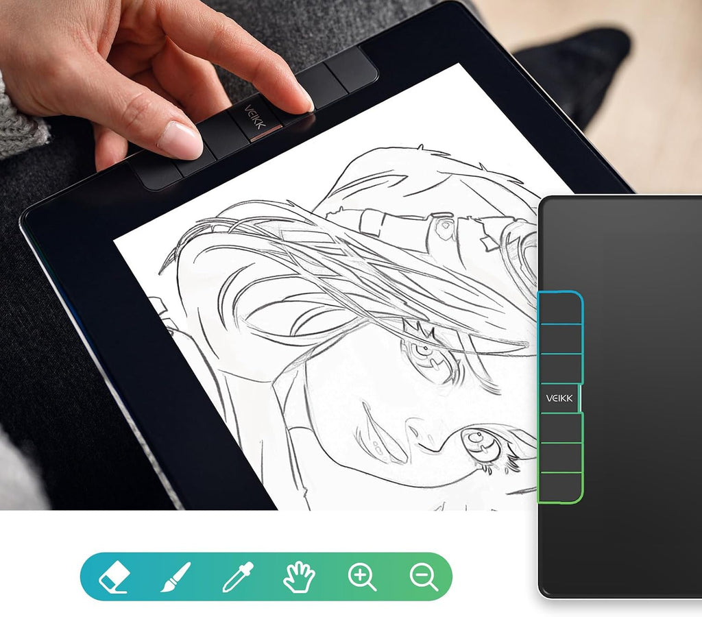 Drawing Tablet with Screen VK1200V3 11.6 inch,Graphics Tablet with Full-Laminated Screen Upgraded 16384 Pressure Sensitivity 2 Styluses,Adjustable Stand,6 Customizable Shortcut Keys