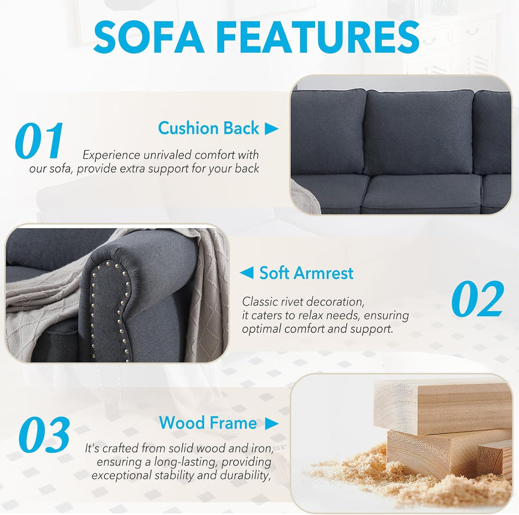 Sleeper Sofa Bed, Pull Out Couch with Mattress, 104'' 6 Seater Upholstery Sectional Couches, Modern Comfy L Shape Sofa Couch, Living Room Furniture for Living Room, Apartment, Studio, Grey
