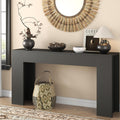 knoworld 63-Inch Long Console Table with LED Light, Farmhouse Sofa Table Behind Couch, Wooden Console Table for Entryway Hallway Entrance Living Room, Black