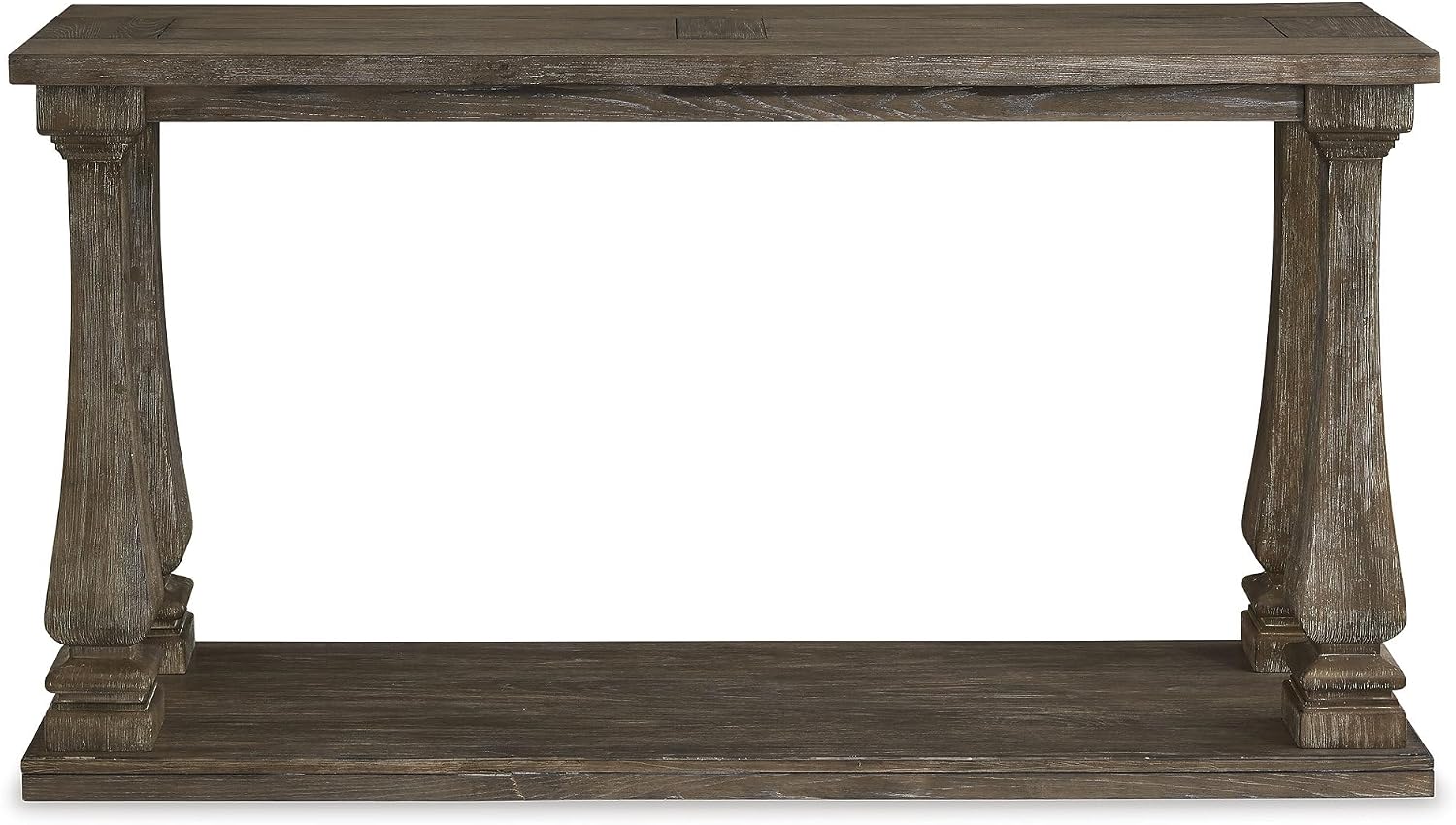 Signature Design by Ashley Johnelle Casual Sofa Table, Plank-look Framed Tabletop, Weathered Finish, Elm Veneers and Wood, 60' W x 18' D x 31.88' H, Gray