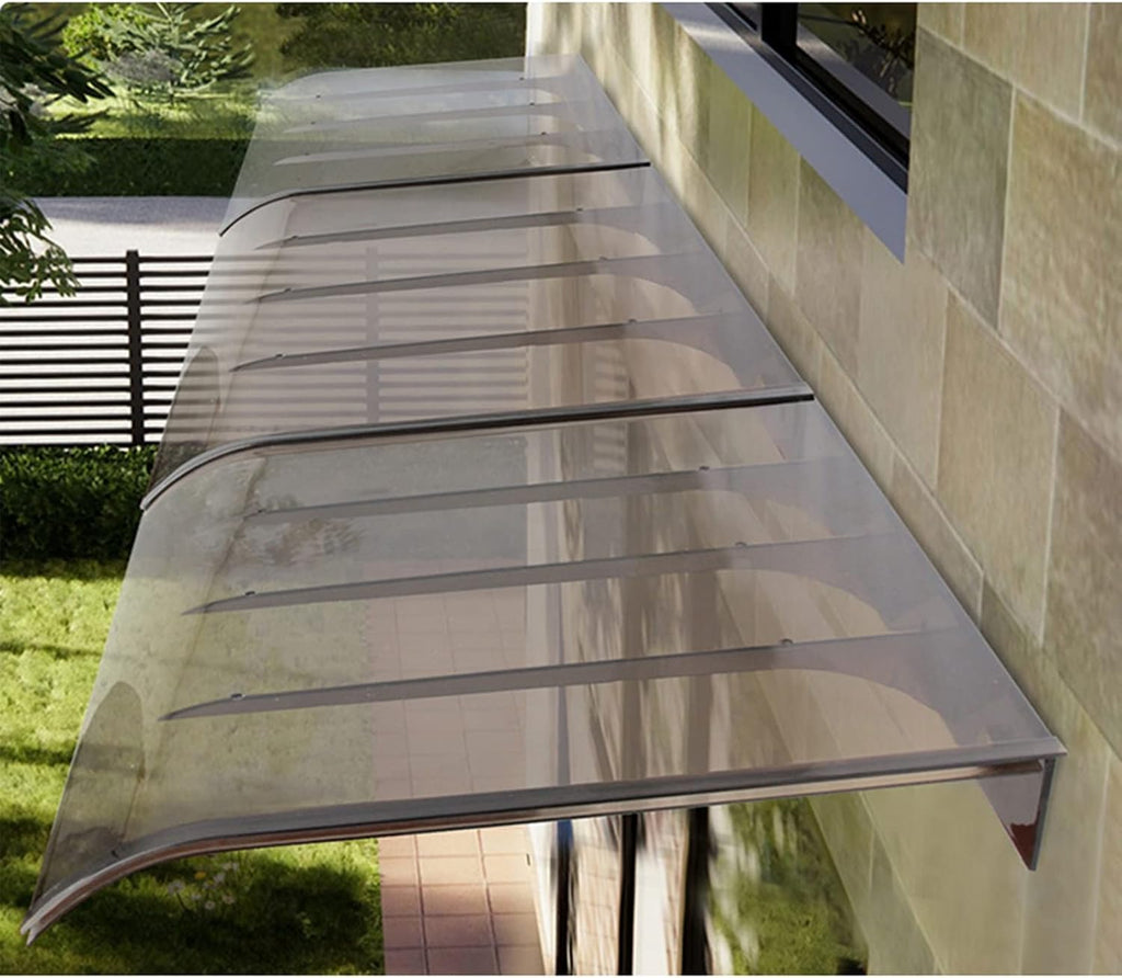 RAINCL Polycarbonate Door/Window Awning- Waterproof Door Canopy- Spliceable Rain, Snow and UV Protection Roofing Canopies，Adding Support No Bracket Hollow Sheet，48 Sizes (Color : Brown, Size : 50x14