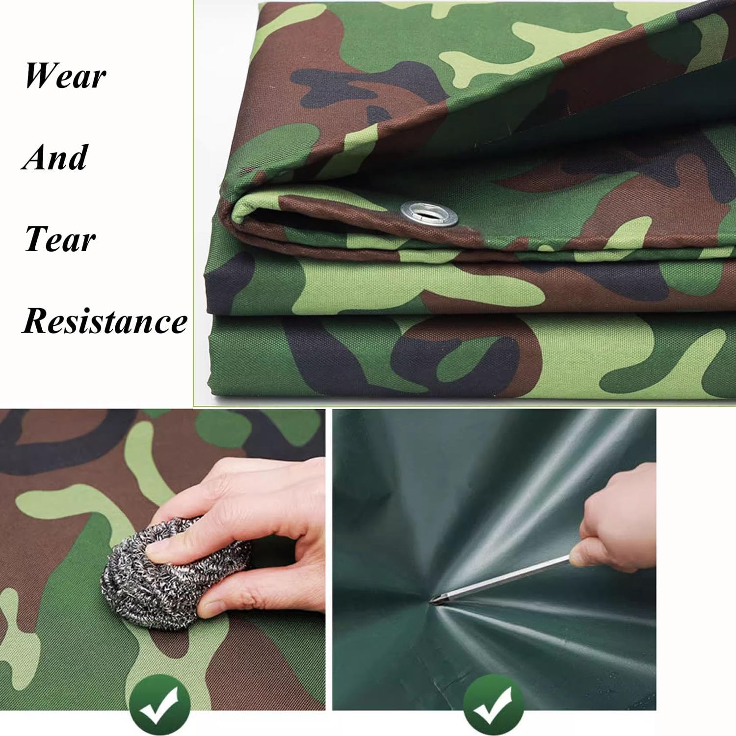 6Mil Thick Outdoor Tarp, Camping Tarp Shelter Waterproof with Grommets 5x6.5ft-38x39ft Tarpaulin Cover Army Green for Pool, Car, Boat Home(38x39ft)