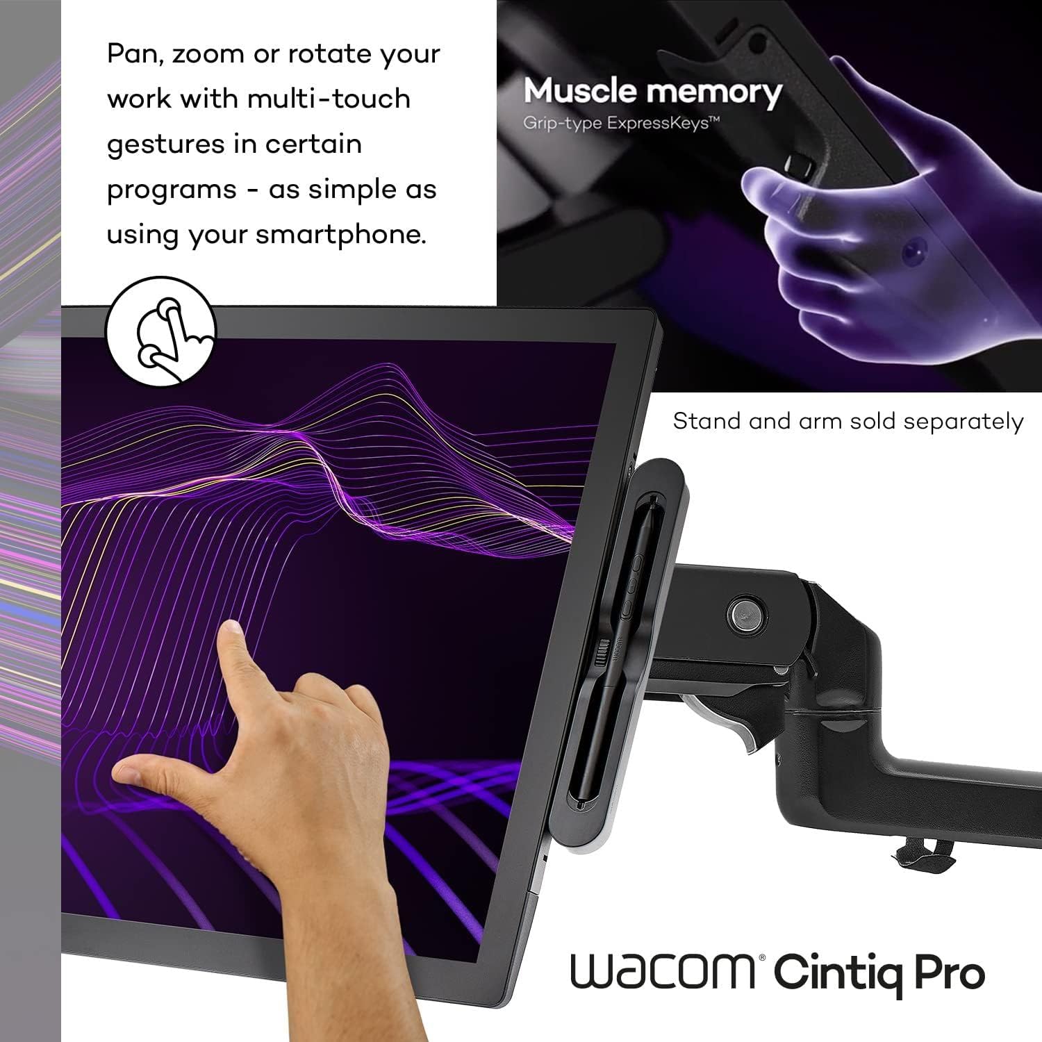 Wacom Cintiq Pro 27 Creative Pen Display (4K Graphic Drawing Monitor with 8192 Pen Pressure and 99% Adobe RGB (DTH271K0A), Black