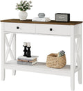 Lomojo Console Table,Sofa Table 13.8' D x 39.37' W x 31.5' HEntryway Table with 2 Drawers Storage Shelve Foyer Table for Entryway Farmhouse Hallway Tables (White)