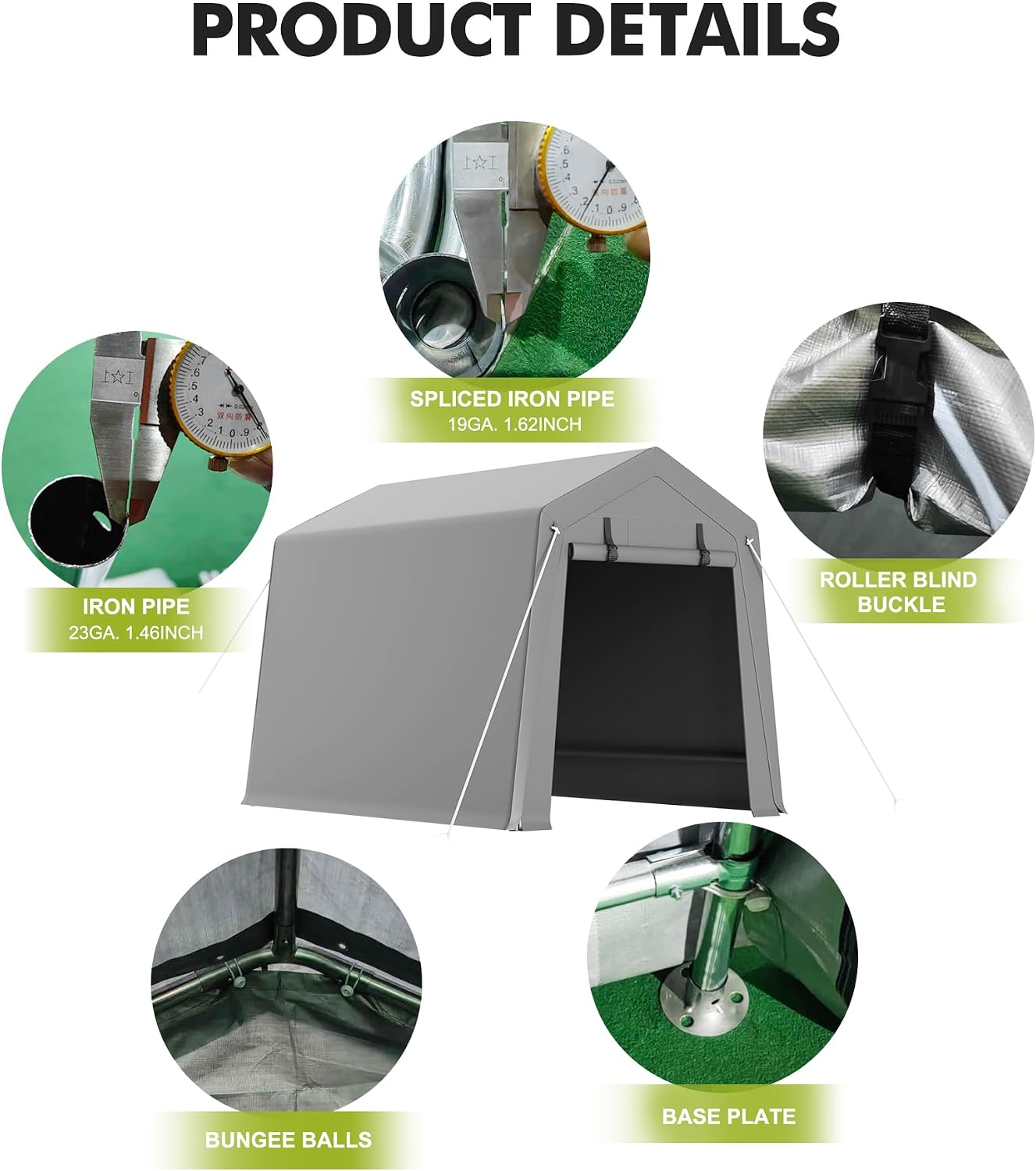 Outdoor Storage Shed 6x8 ft, Heavy Duty Portable Garage Carport Tent for Bike, ATV & Motorcycle, Waterproof Garden Storage Shelter with Mesh Window, Metal Frame Outdoor Shed Cover