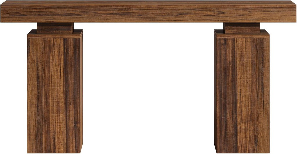 Tribesigns 63-Inch Long Console Table, Farmhouse Entryway Table Behind Couch, Wooden Foyer Stand Entry Station, Modern Hallway Accent Furniture for Living Room Decor, Entrance, Brown