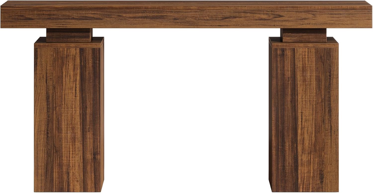 Tribesigns 63-Inch Long Console Table, Farmhouse Entryway Table Behind Couch, Wooden Foyer Stand Entry Station, Modern Hallway Accent Furniture for Living Room Decor, Entrance, Brown