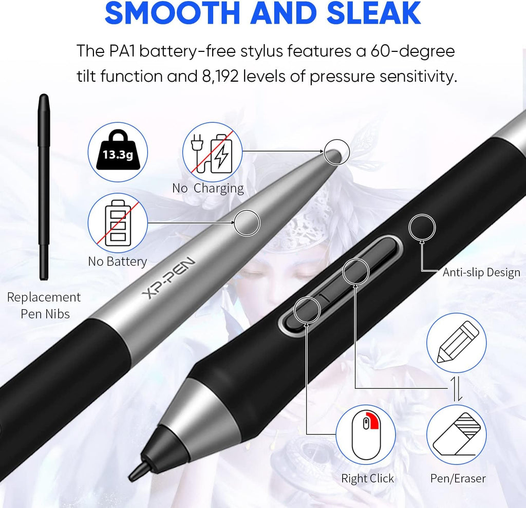 XPPen Deco Pro MW Bluetooth Drawing Tablets 11 Inches Wireless Drawing Tablets 8 Customizable ExpressKeys Art Tablet with 2 Dial Wheels Pen Tablet for Drawing, Painting and Remote Learning