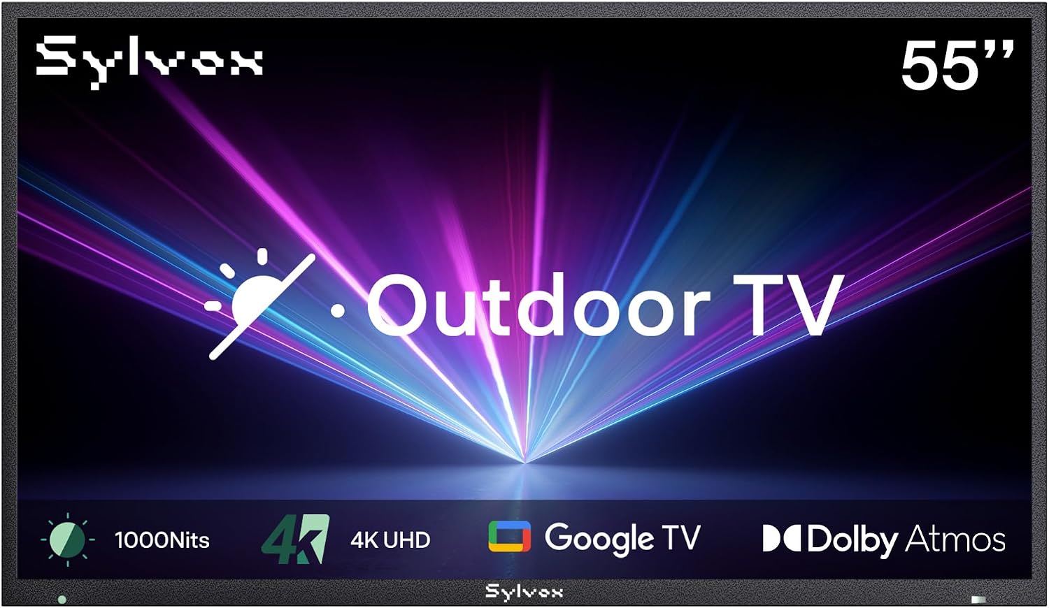 SYLVOX New 55' Outdoor Smart TV, Superior Waterproof Performance, Upgraded Matte Finish for Enhanced Anti-Glare Effect, Full Metal, with Dolby Atmos, 1000nits, Partial Sun Deck Pro 2.0+ Series