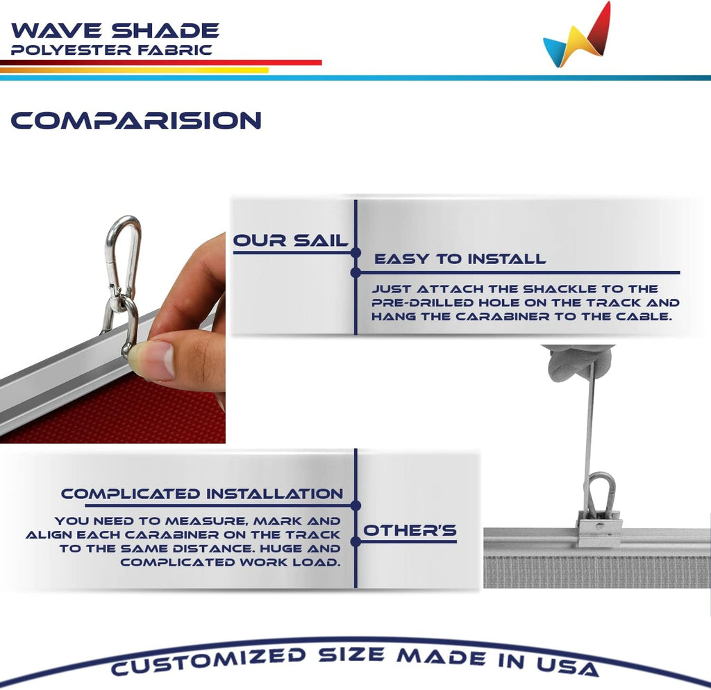 Windscreen4less 3' x 4' Waterproof Retractable Sun Shade Canopy Cover Sliding Wave Shade Sail for Pergola Patio Deck Yard Gazebo Outdoor (Red)