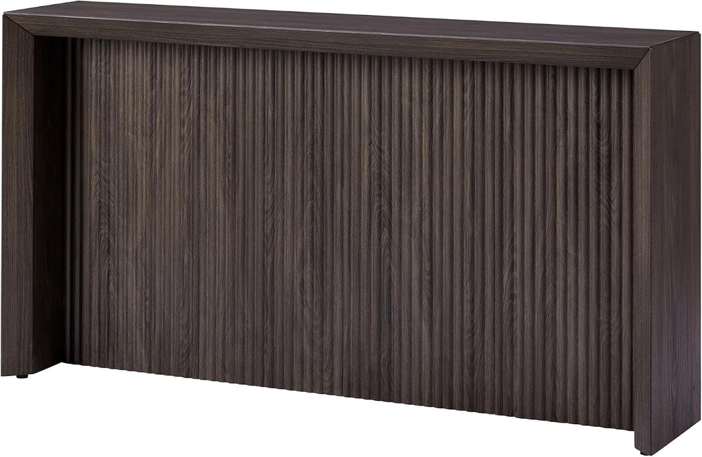 Henn&Hart 56' Fluted Rectangular Console Table Ribbed Entryway Table, Sofa Table for Entryway, Living Room, Couch, Hallway, or Office, Rich Brown