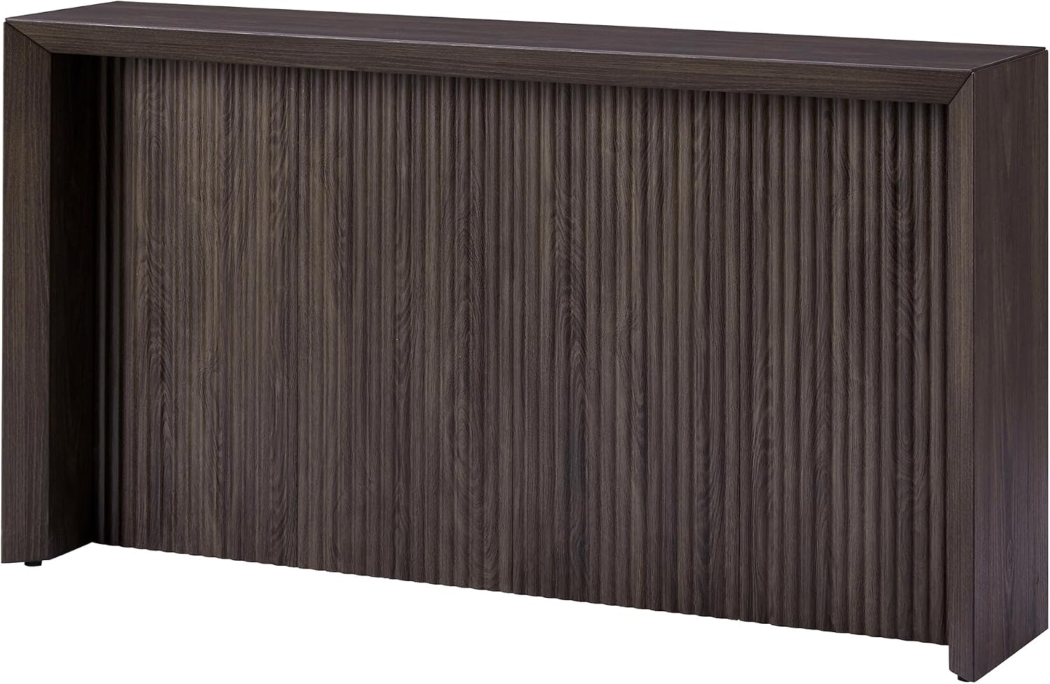 Henn&Hart 56' Fluted Rectangular Console Table Ribbed Entryway Table, Sofa Table for Entryway, Living Room, Couch, Hallway, or Office, Rich Brown