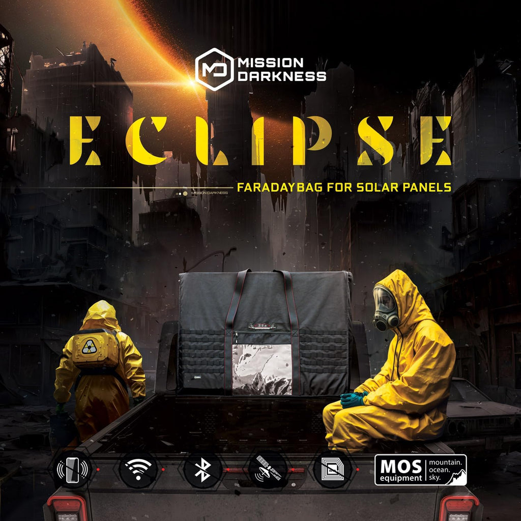 Mission Darkness Eclipse Faraday Bag for Solar Panels & Large Electronics – Military-Grade EMP, CME & RF Shielding for Solar Flare Protection, Preppers, and Personal Security