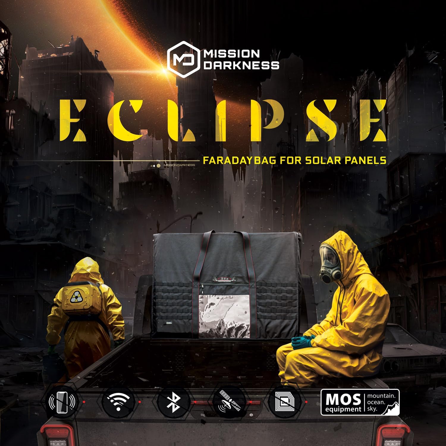 Mission Darkness Eclipse Faraday Bag for Solar Panels & Large Electronics – Military-Grade EMP, CME & RF Shielding for Solar Flare Protection, Preppers, and Personal Security
