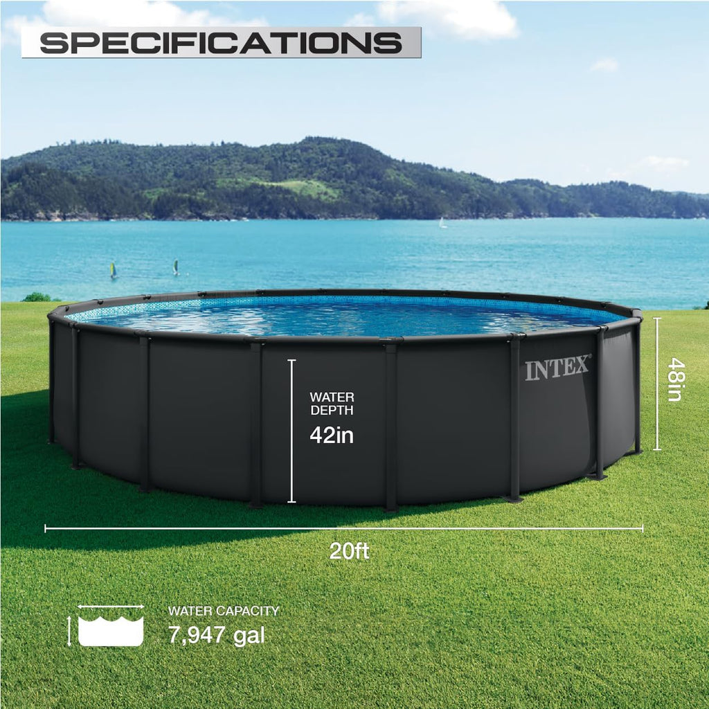 INTEX 26333EP 20ft X 48in Ultra XTR Frame Deluxe Above Ground Swimming Pool Set with 2100 GPH Sand Filter Pump, Removable Ladder, Ground Cloth, Pool Cover, SuperTough, Puncture and Rust Resistant
